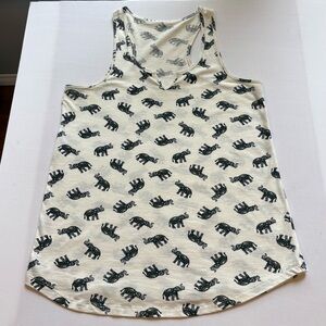 MyStyle Elephant Print Notch Neck Racerback Relaxed Fit Tank Top Size M